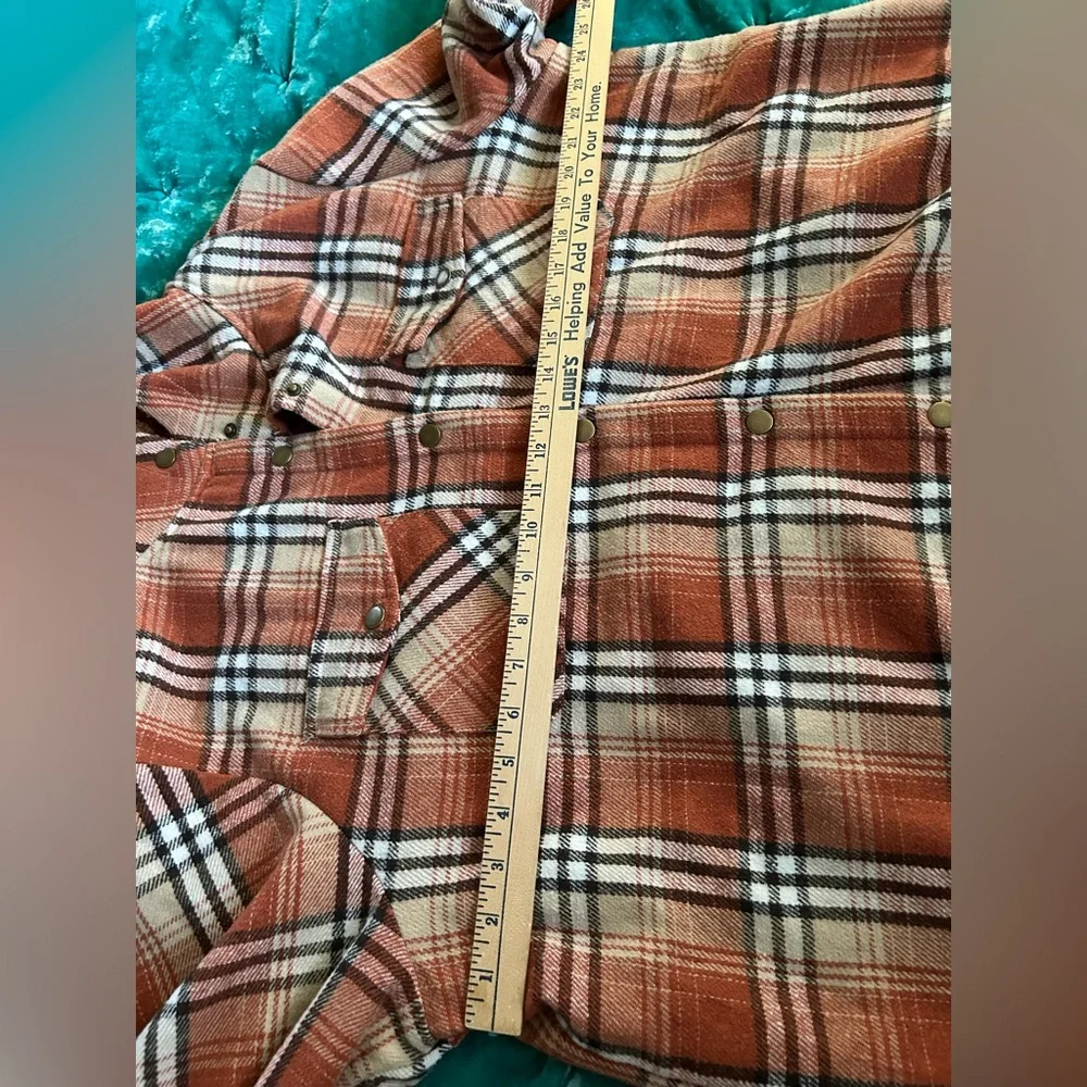 Orange Plaid Sherpa-Lined Hooded Utility Jacket - Picture 10 of 11